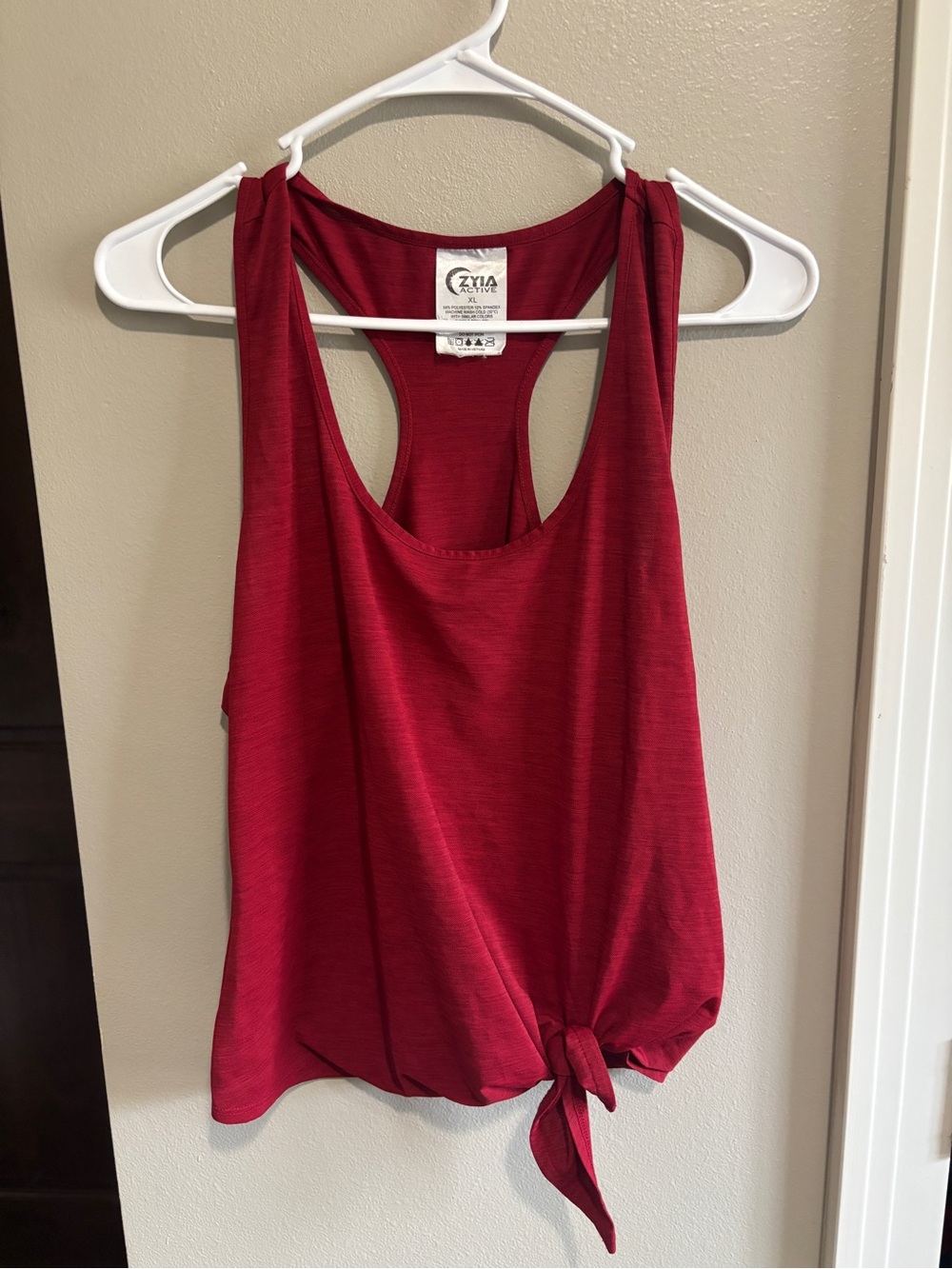 ZYIA Deep Red Tie-Me Knot Racerback Tank